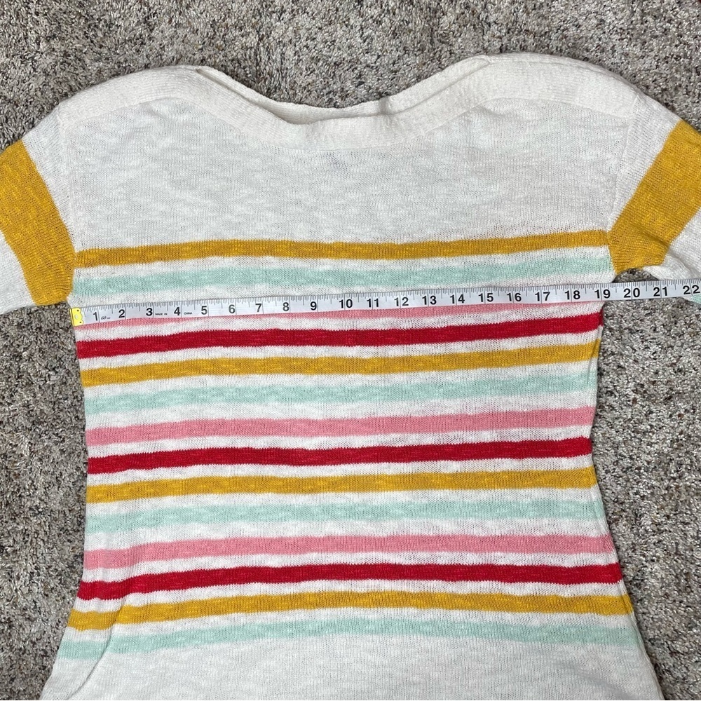 Talbots Slub Boatneck Pullover Sweater Beachy Stripe Medium White Multicolor - Picture 7 of 8